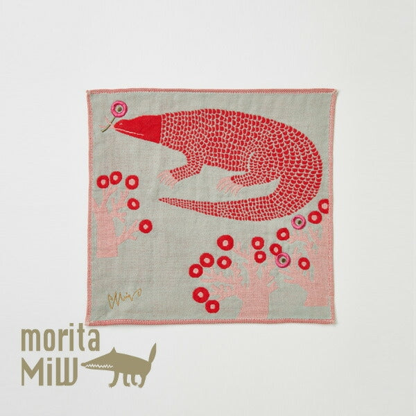 【moritaMiW】ガーゼタオル ハンカチ アルマジロ・コモドドラゴン・カラス