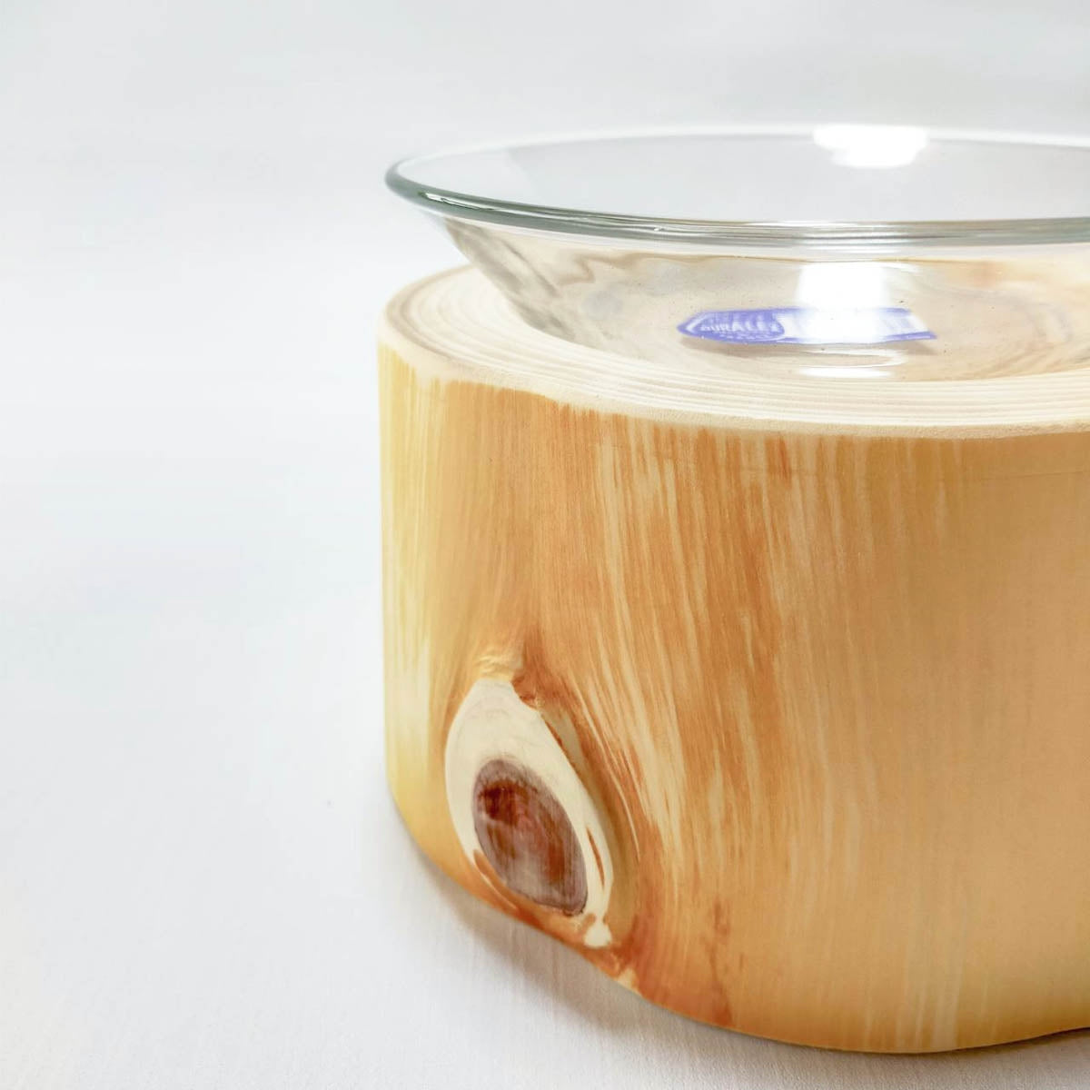 【Felesto フェレスト】Log Bowl ヒノキのログボウル 丸太の餌台 ごはん専用 耐熱ガラスボウル付