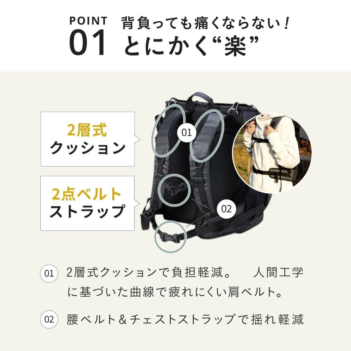 【AIRBUGGY エアバギー】3WAY BACKPACK CARRIER レギュラー クールベージュ・リップストップネイビー・ブラック