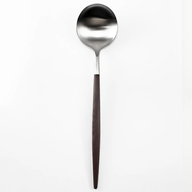 【Cutipol クチポール】GOA フォーク ナイフ スプーン 3本セット ブラウン シルバー