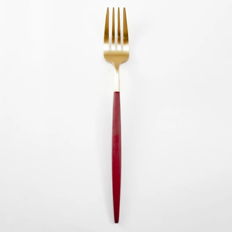 【Cutipol クチポール】GOA フォーク ナイフ スプーン 6本セット レッド ゴールド