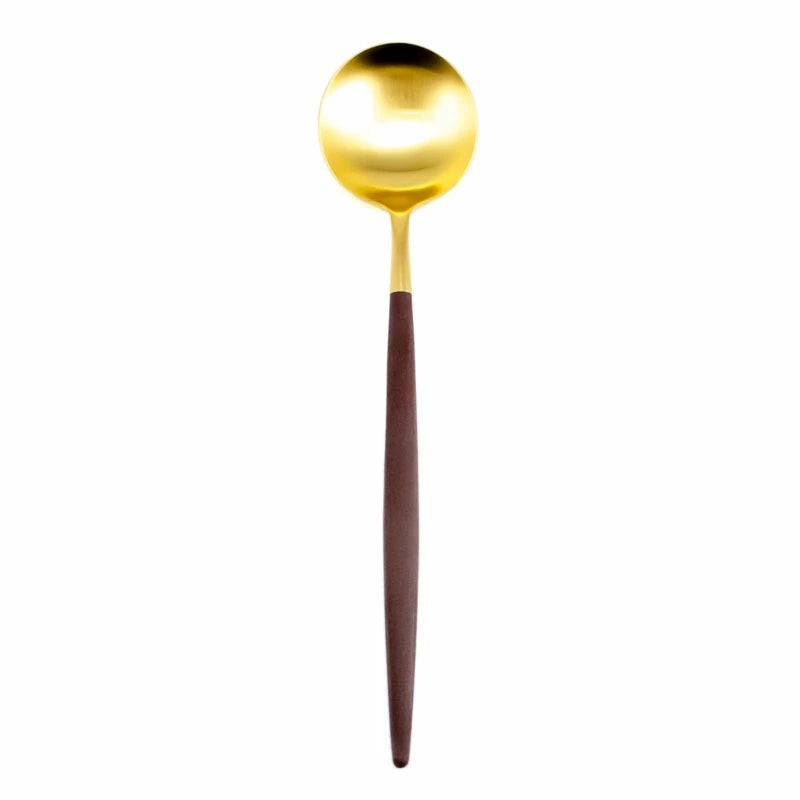 【Cutipol クチポール】GOA フォーク ナイフ スプーン 3本セット ブラウン ゴールド