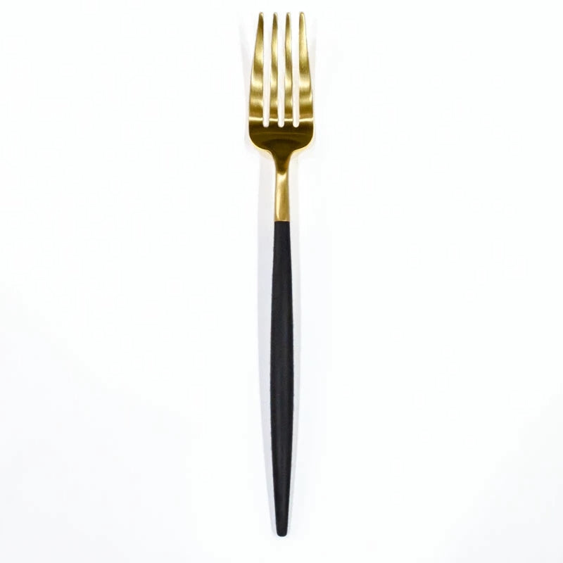 【Cutipol クチポール】GOA フォーク ナイフ スプーン 6本セット ブラック ゴールド