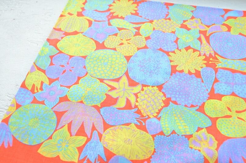 【KODUE HIBINO ひびのこづえ】クレイジーフラワー オレンジ ハンカチ