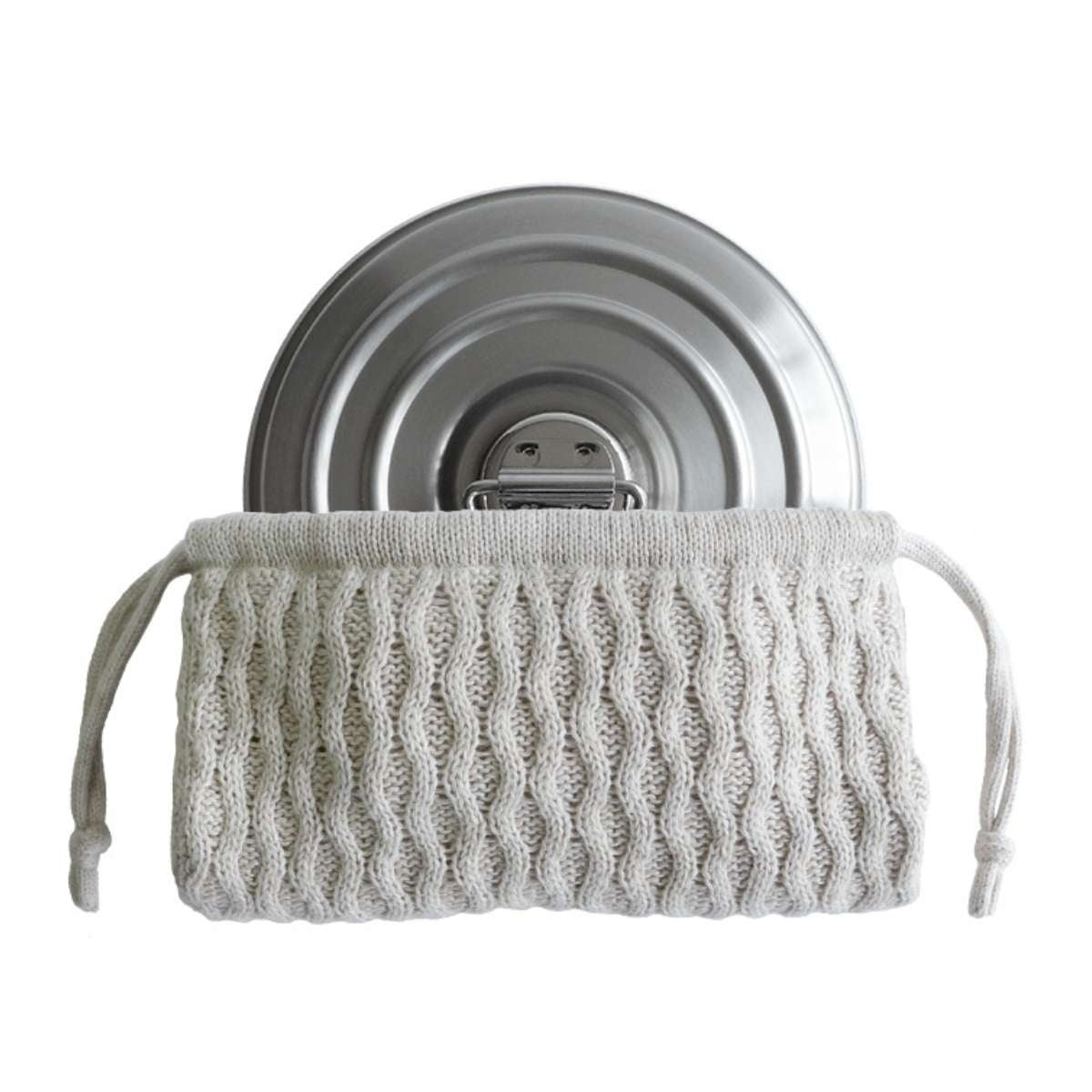 【FD STYLE エフディースタイル】湯たんぽ ステンレス シルバー×コットン(ウェーブ・ケーブル)