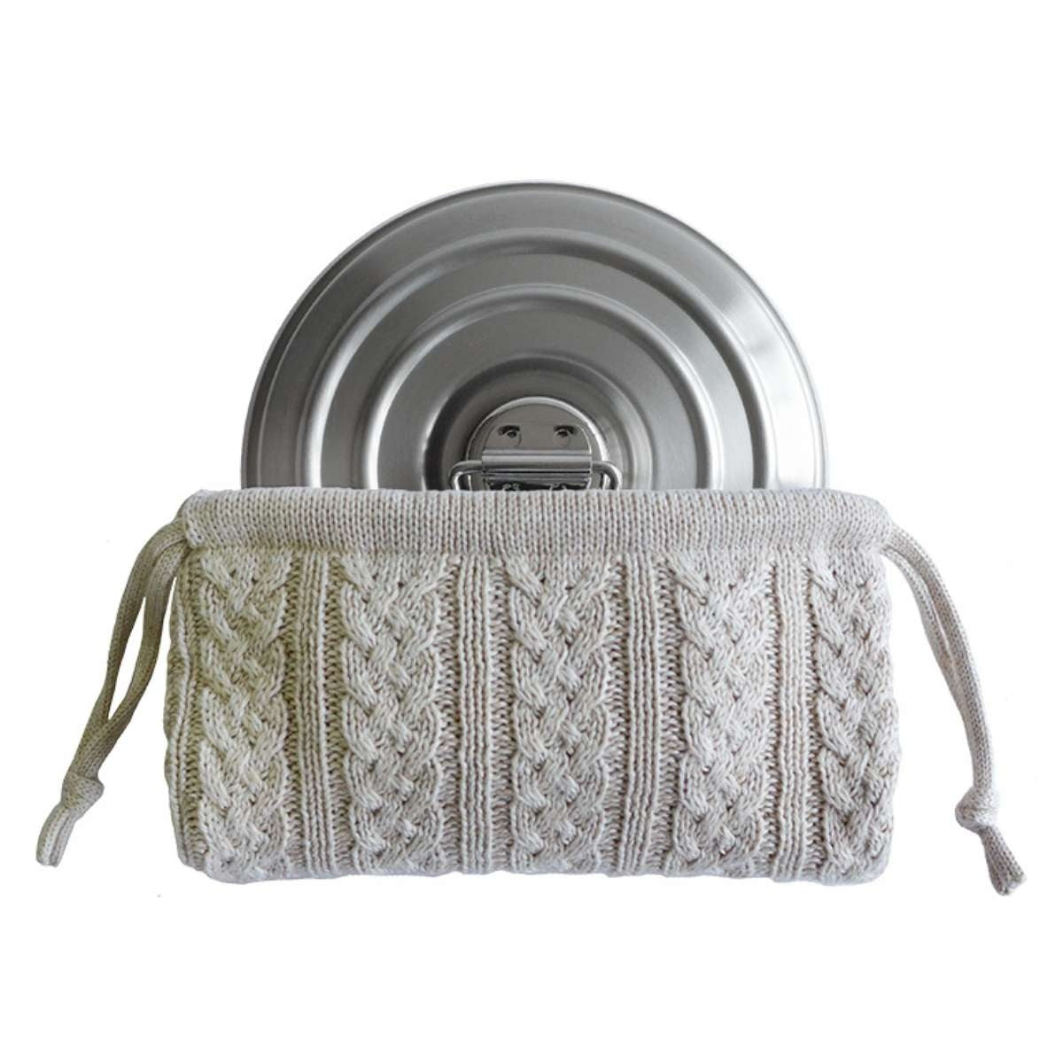 【FD STYLE エフディースタイル】湯たんぽ ステンレス シルバー×コットン(ウェーブ・ケーブル)