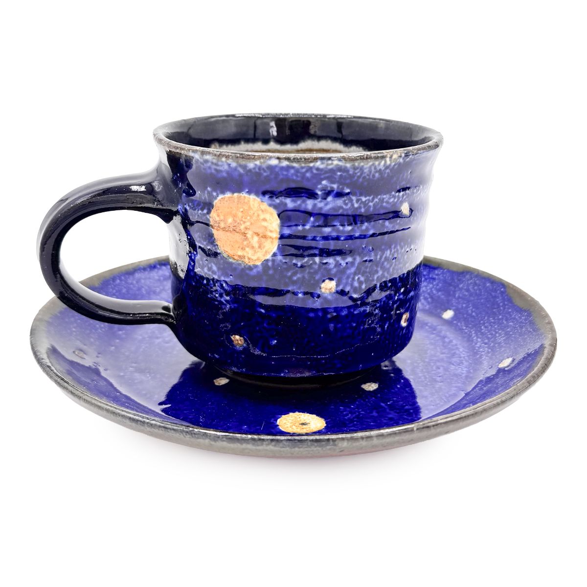 【日高見窯】カップ&ソーサー ルリ釉 鈴木由香