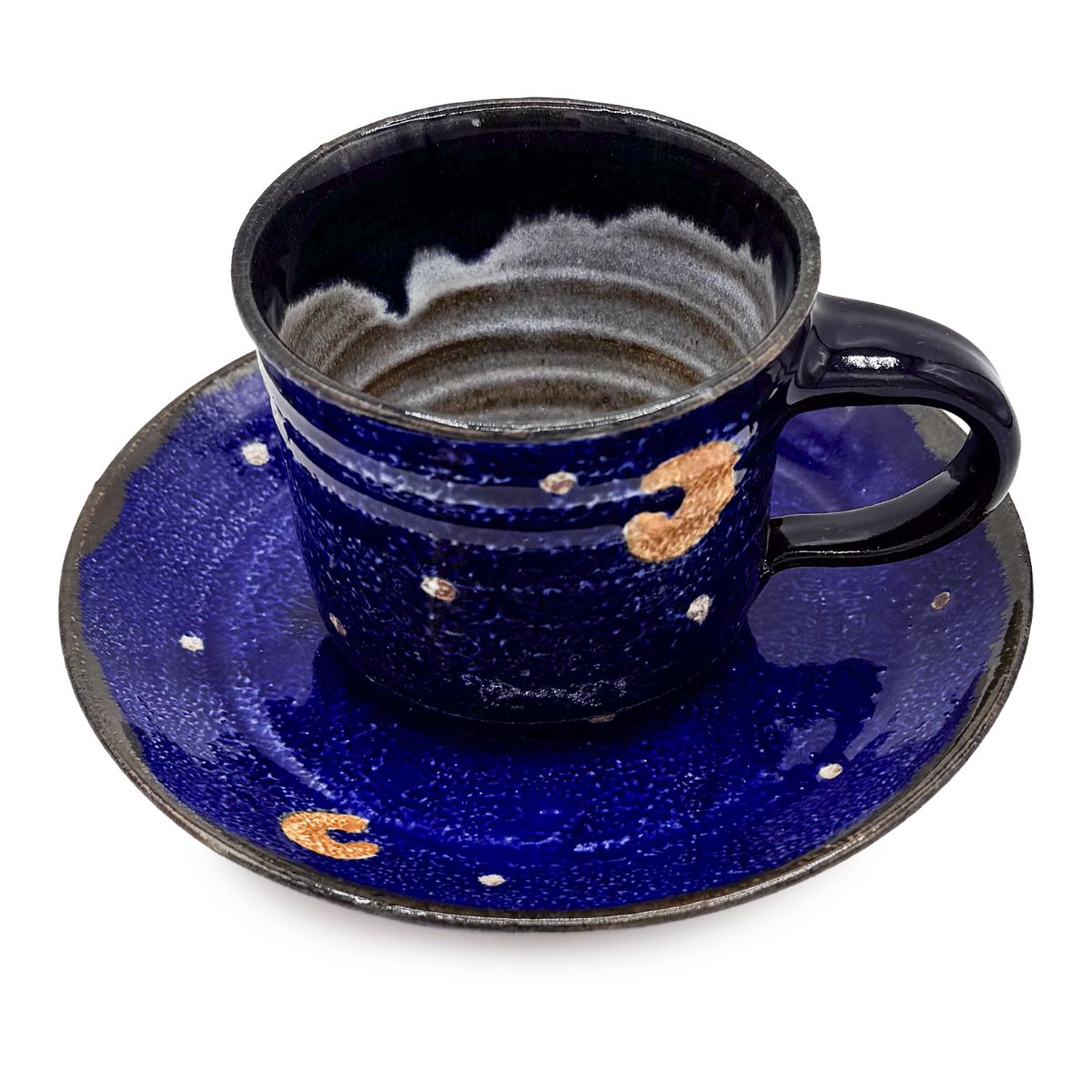 【日高見窯】カップ&ソーサー ルリ釉 鈴木由香