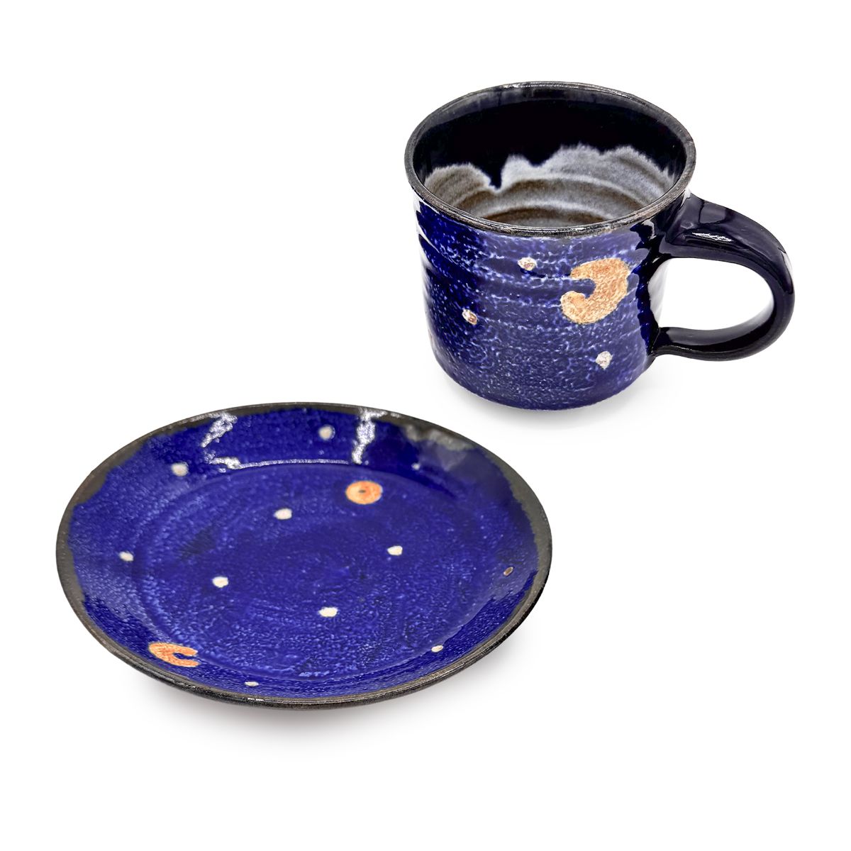 【日高見窯】カップ&ソーサー ルリ釉 鈴木由香