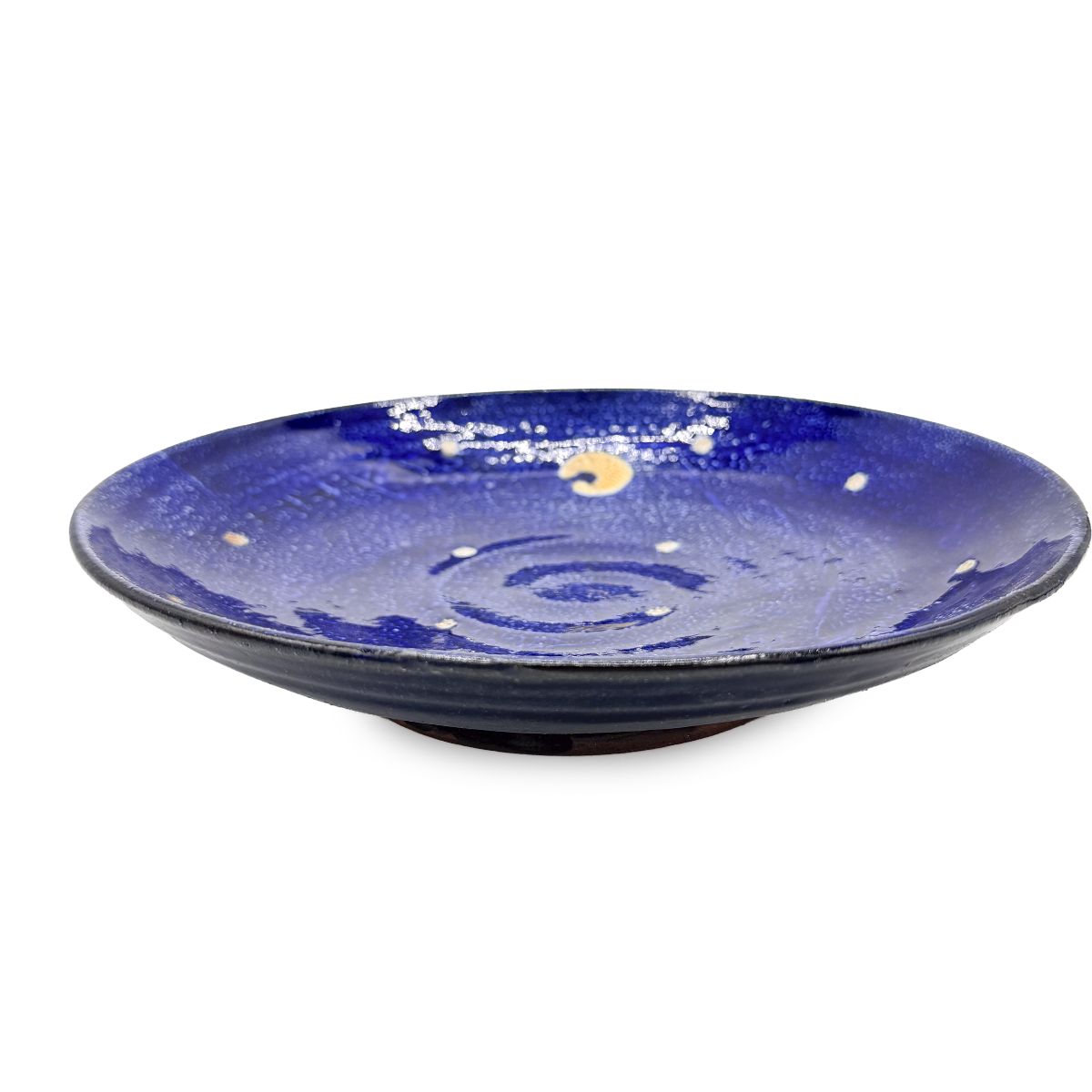 【日高見窯】八寸皿 ルリ釉 作家物 鈴木由香