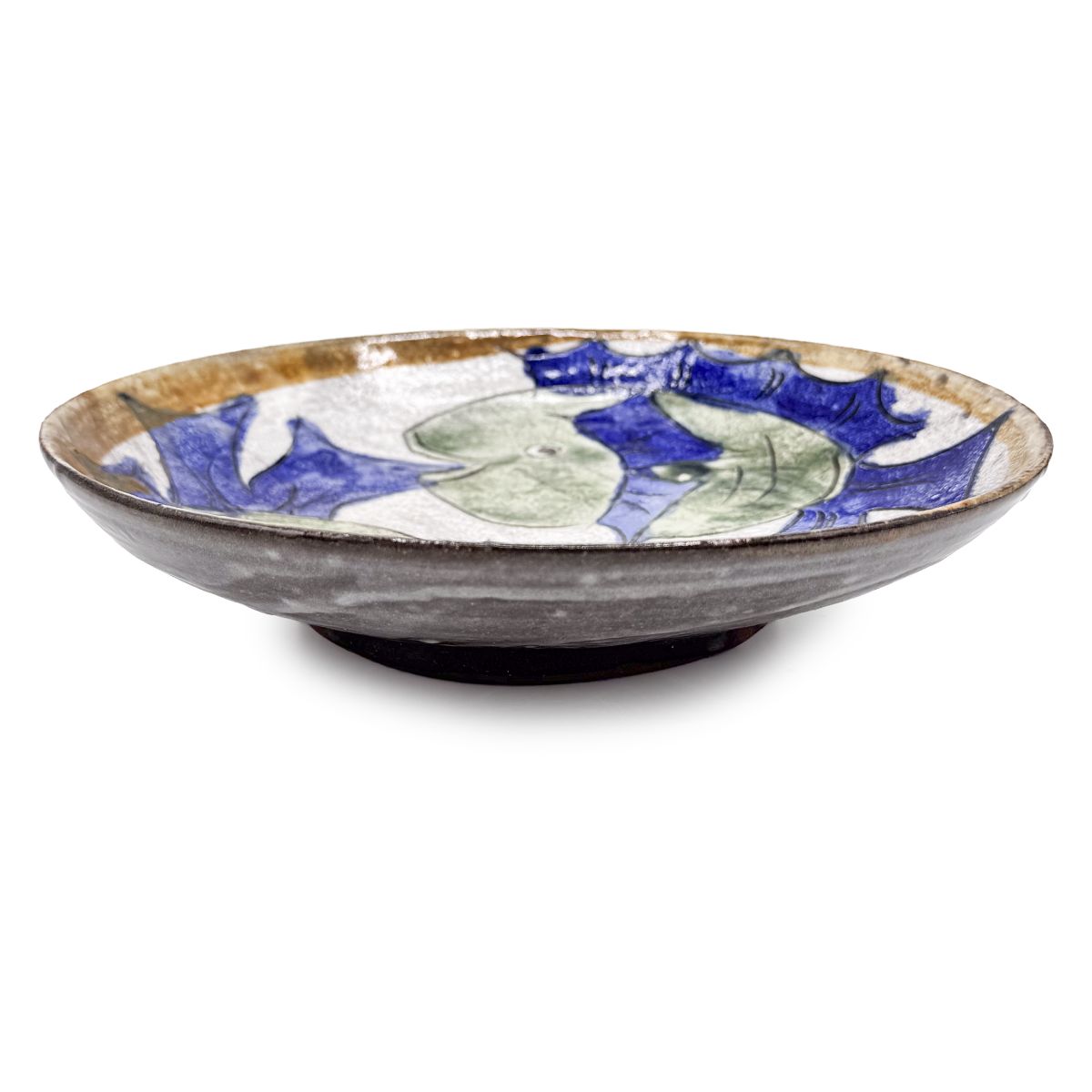 【日高見窯】八寸皿 掻き落とし魚 作家物 鈴木由香