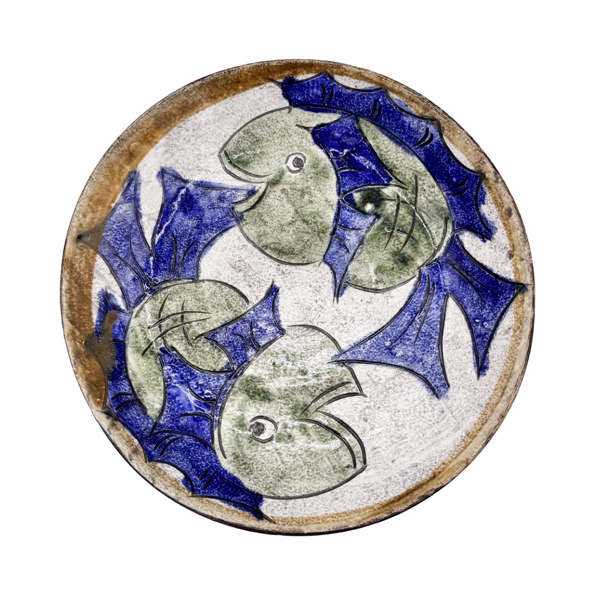 【日高見窯】八寸皿 掻き落とし魚 作家物 鈴木由香