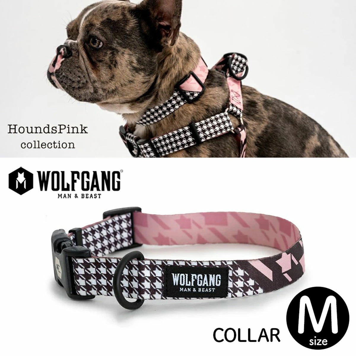 【WOLFGANG MAN & BEAST ウルフギャング マン&ビースト】首輪 HoundsPinkMサイズ