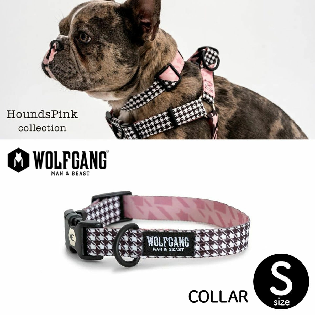 【WOLFGANG MAN & BEAST ウルフギャング マン&ビースト】首輪 HoundsPink Sサイズ