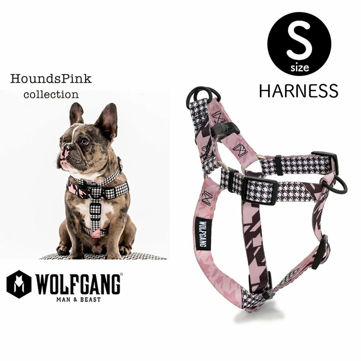 【WOLFGANG MAN & BEAST ウルフギャング マン&ビースト】ハーネス HoundsPink Sサイズ