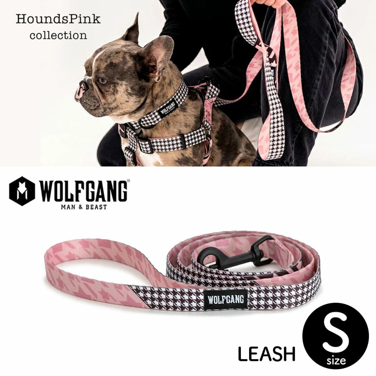 【WOLFGANG MAN & BEAST ウルフギャング マン&ビースト】リード HoundsPink Sサイズ