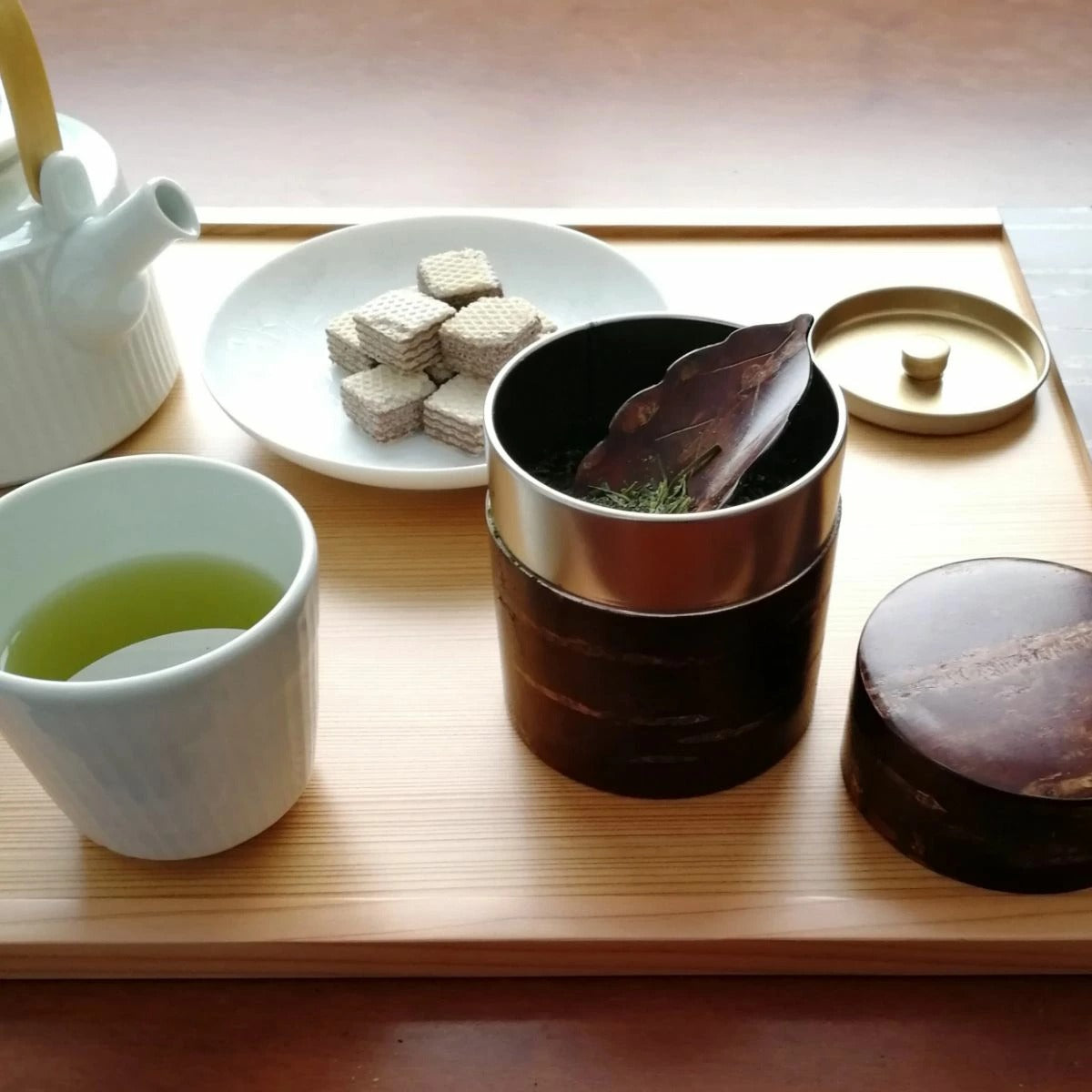 【冨岡商店】平型茶筒・茶箕セット 150g入