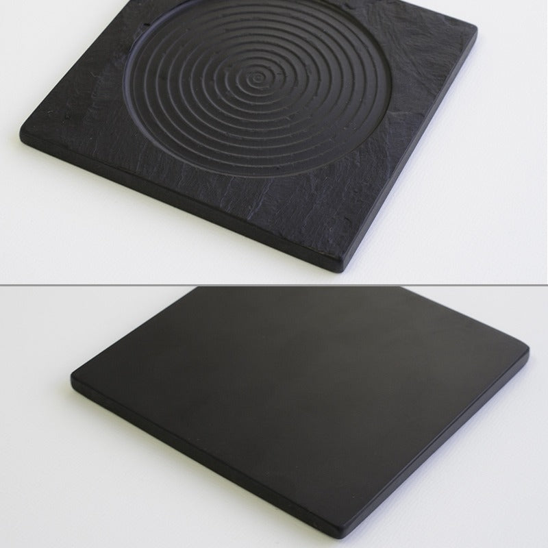 【雄勝硯生産販売協同組合】雄勝皿 黒い玄昌石・コースター9cm