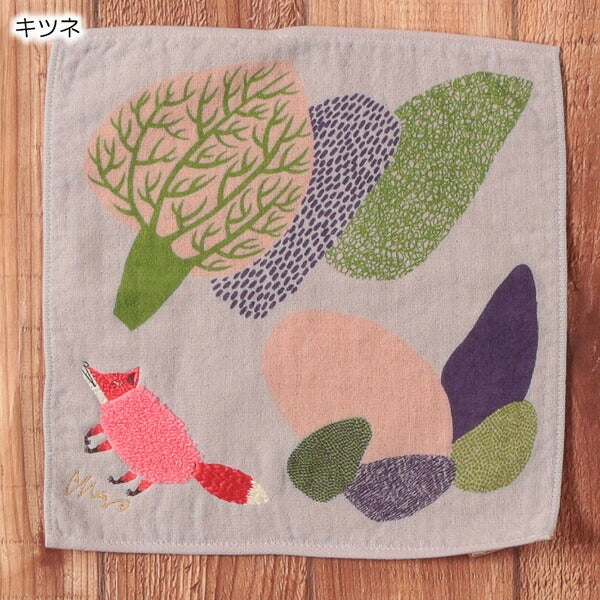 【moritaMiW】モコモコドウブツ ハンカチ ミミズク・キツネ・シロクマ
