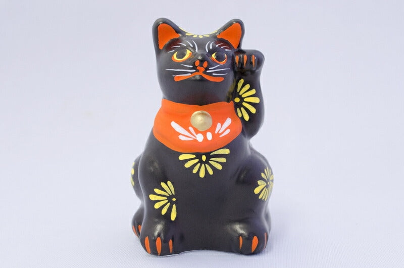 【つつみのおひなっこや】 堤人形 招き黒猫(中)