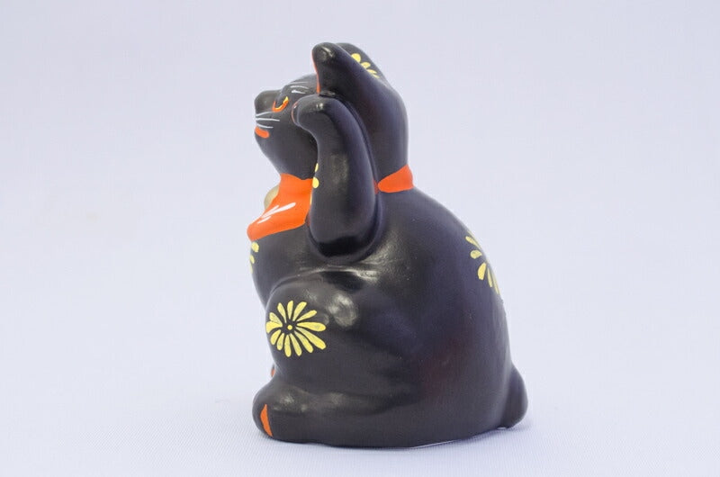 【つつみのおひなっこや】 堤人形 招き黒猫(中)