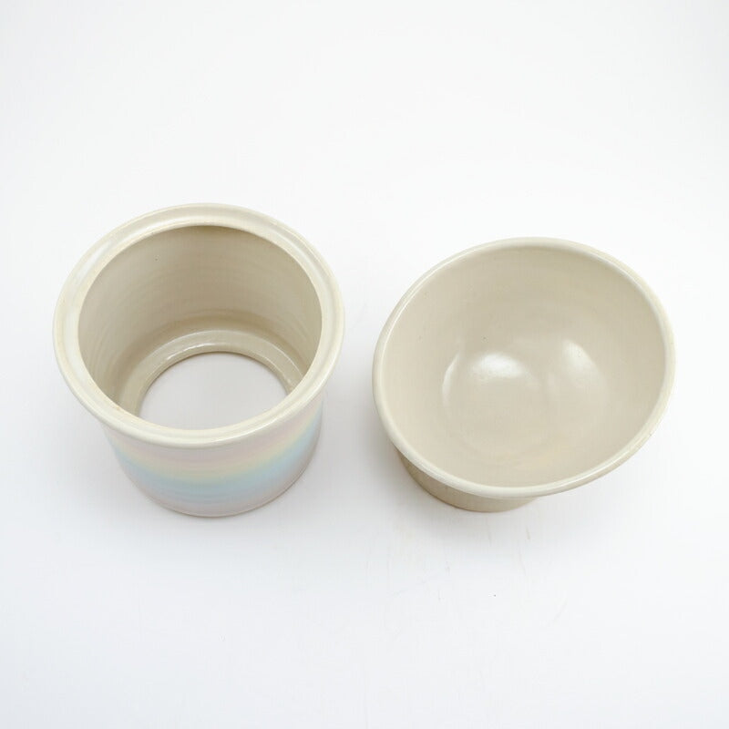 【ジェームス・オペ 雷窯】ペット用フードボウル 2点セット(底なし) 約13cm パステルレインボー