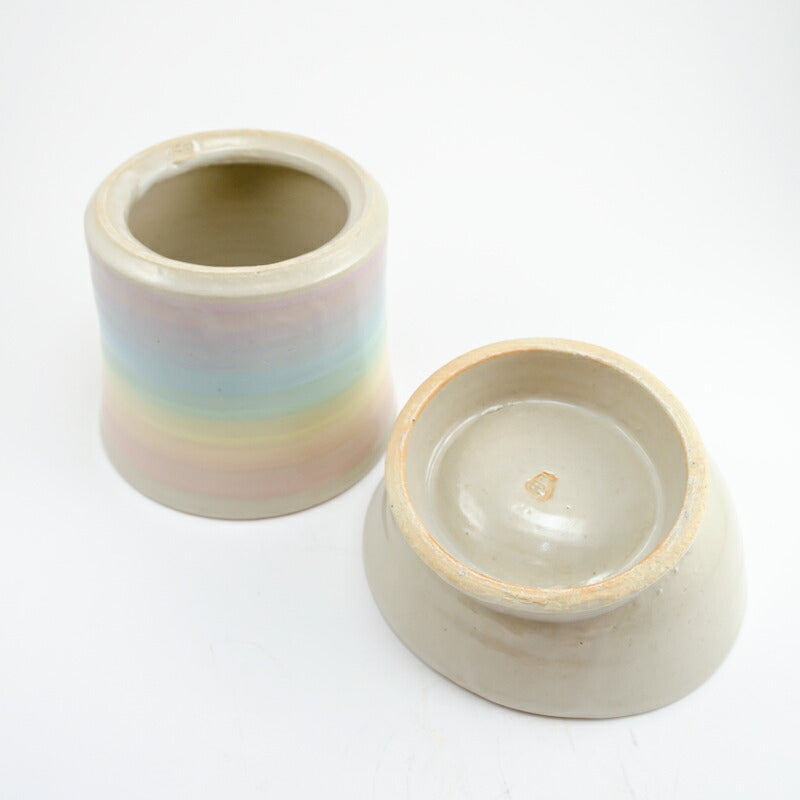 【ジェームス・オペ 雷窯】ペット用フードボウル 2点セット(底なし) 約13cm パステルレインボー