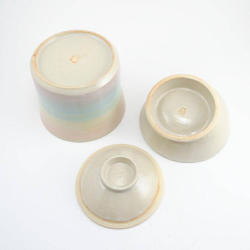 【ジェームス・オペ 雷窯】ペット用フードボウル 3点セット(底あり) 約13cm パステルレインボー