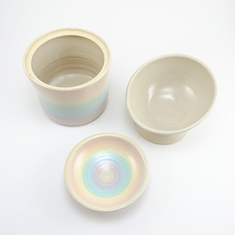 【ジェームス・オペ 雷窯】ペット用フードボウル 3点セット(底あり) 約13cm パステルレインボー