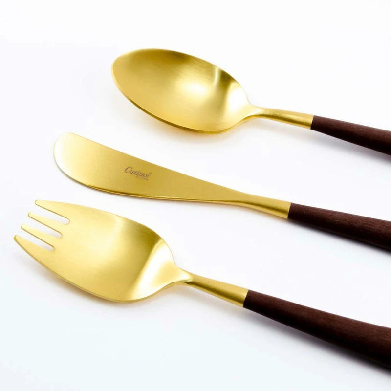 【Cutipol クチポール】Alice フォーク ナイフ スプーン 3本セット ブラウン ゴールド