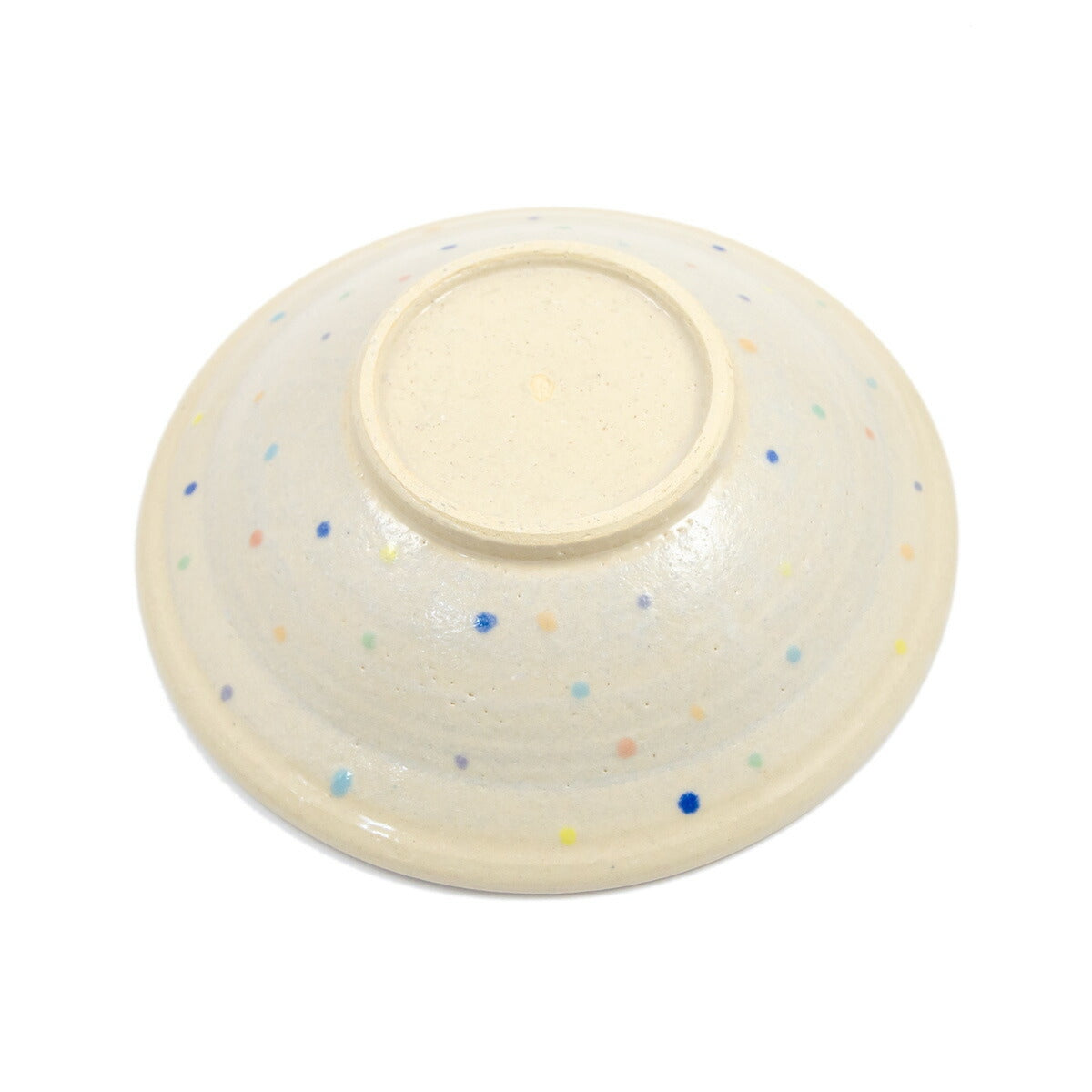 【ジェームス・オペ 雷窯】七色刷毛目 水玉 浅いボウル(大) 約23cm パスタボウル パステルレインボー