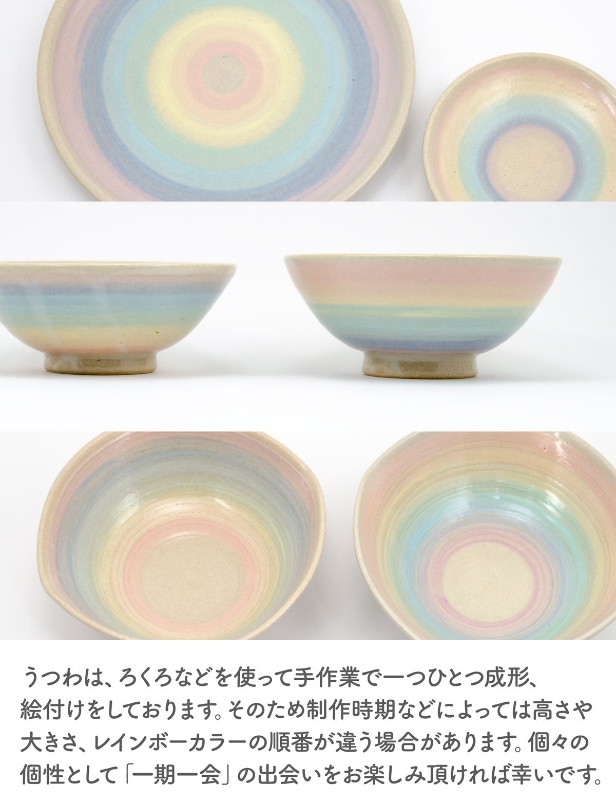 【ジェームス・オペ 雷窯】ペット用フードボウル 2点セット(底なし) 約13cm パステルレインボー