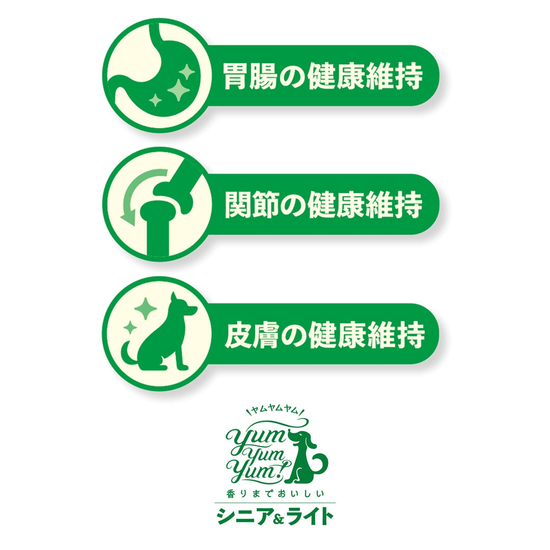 【ヤムヤムヤム! yum yum yum! 】犬用フード シニア&ライト チキン やわらかドライタイプ 小粒タイプ ちょこっとパック 80g