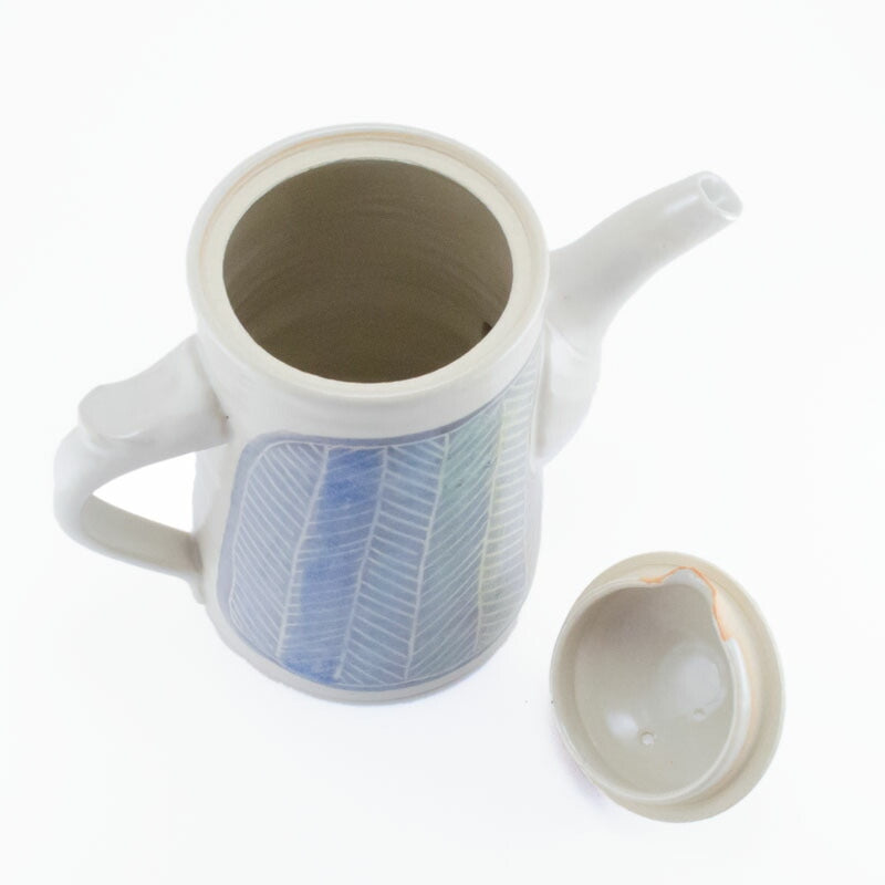 【ジェームス・オペ 雷窯】ヘリンボーン コーヒーポット 約17.5cm パステルレインボー