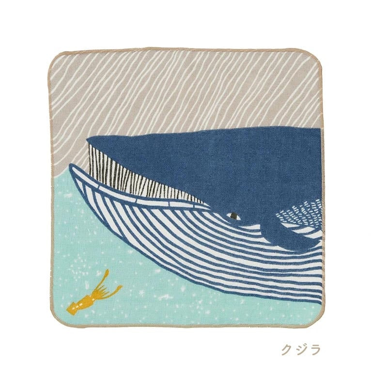 【kata kata カタカタ】タオルハンカチ ナガスクジラ・ワニ・ゴリラ