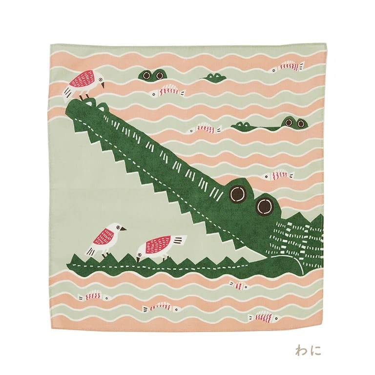 【kata kata カタカタ】タオルハンカチ ナガスクジラ・ワニ・ゴリラ