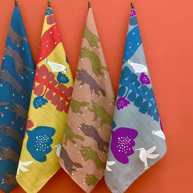 【kata kata カタカタ】ハンカチ 注染め ハチドリ グレー