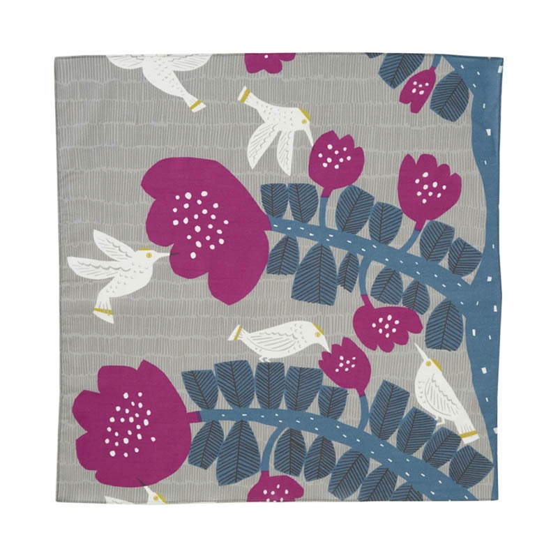 【kata kata カタカタ】ハンカチ 注染め ハチドリ グレー