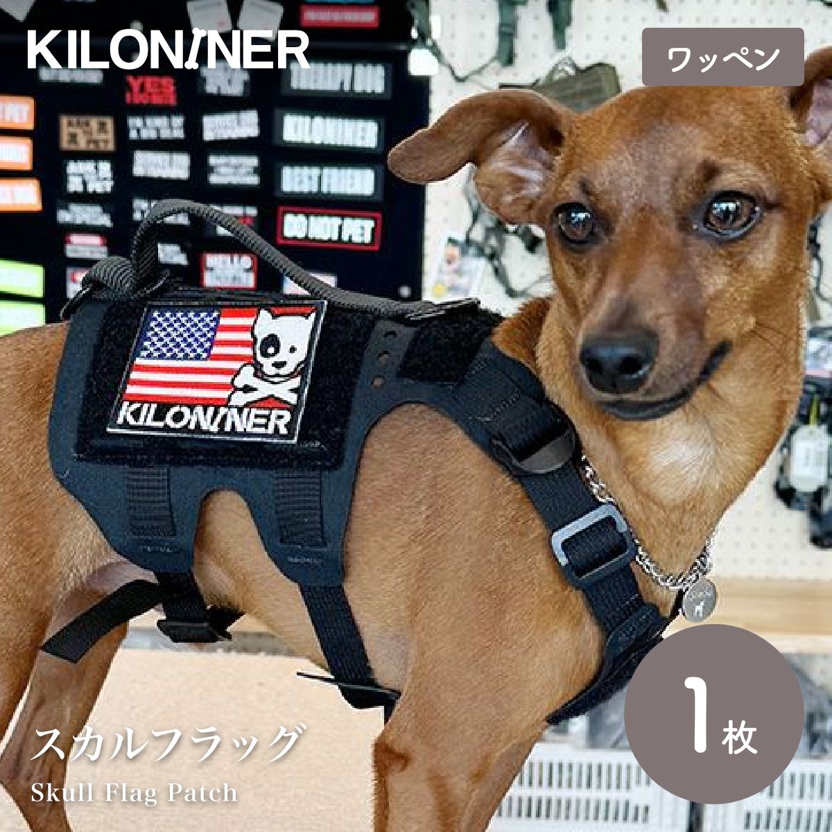【KILONAINER キロナイナー】スカルフラッグ パッチ Skull Flag Patch 7.5cm × 5.5c