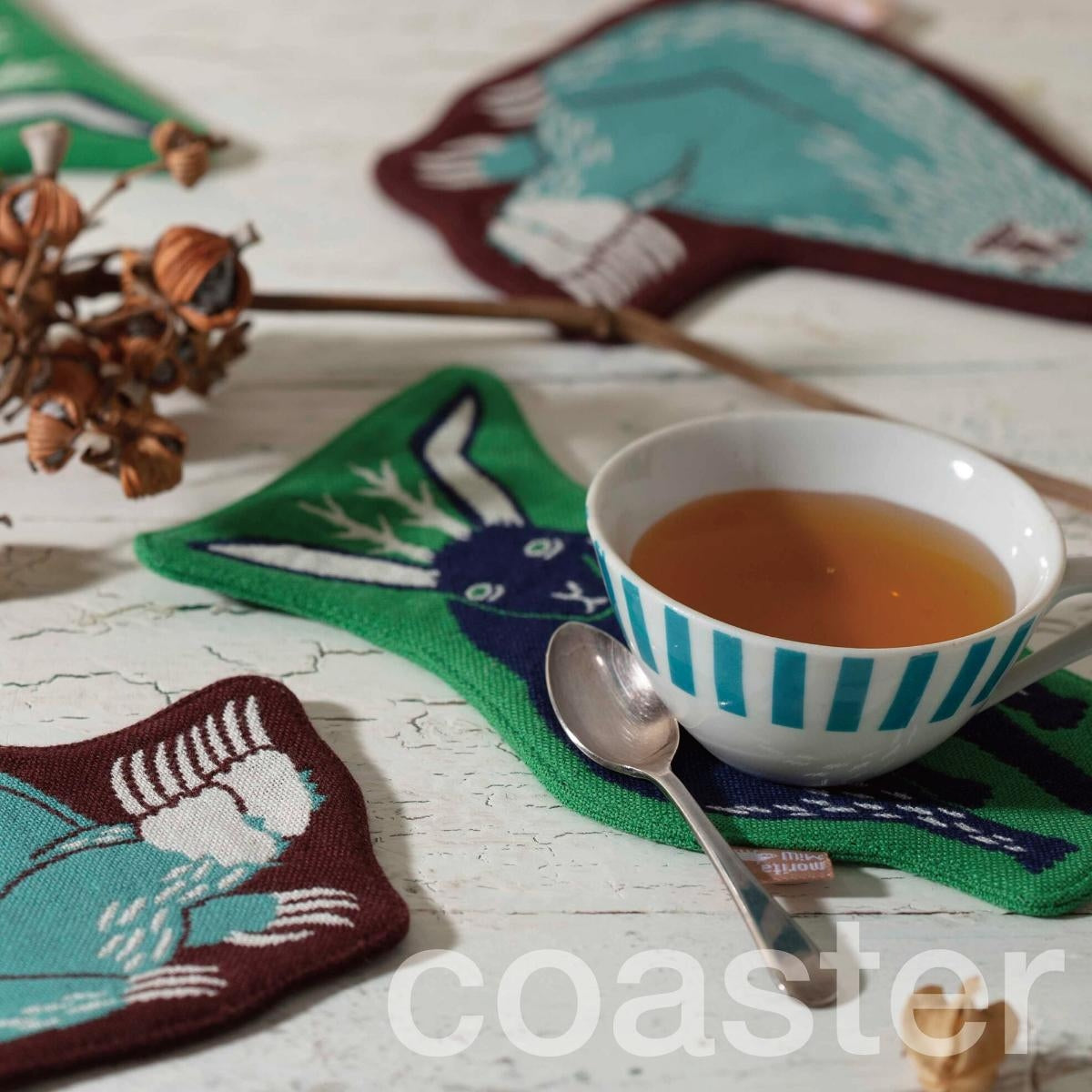 【moritaMiW 森田MiW×楠橋紋織】コースター 恐竜・ツノウサギ・イエティ