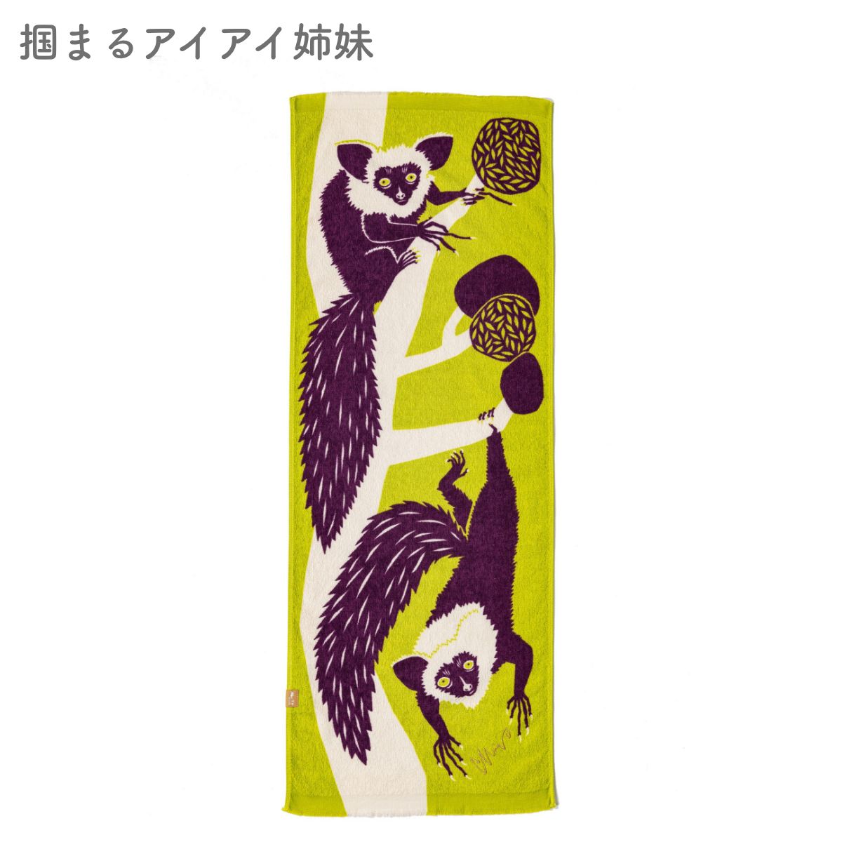 【moritaMiW 森田MiW×楠橋紋織】タオル手ぬぐい ネコ親子・ワニ兄弟・アイアイ姉妹