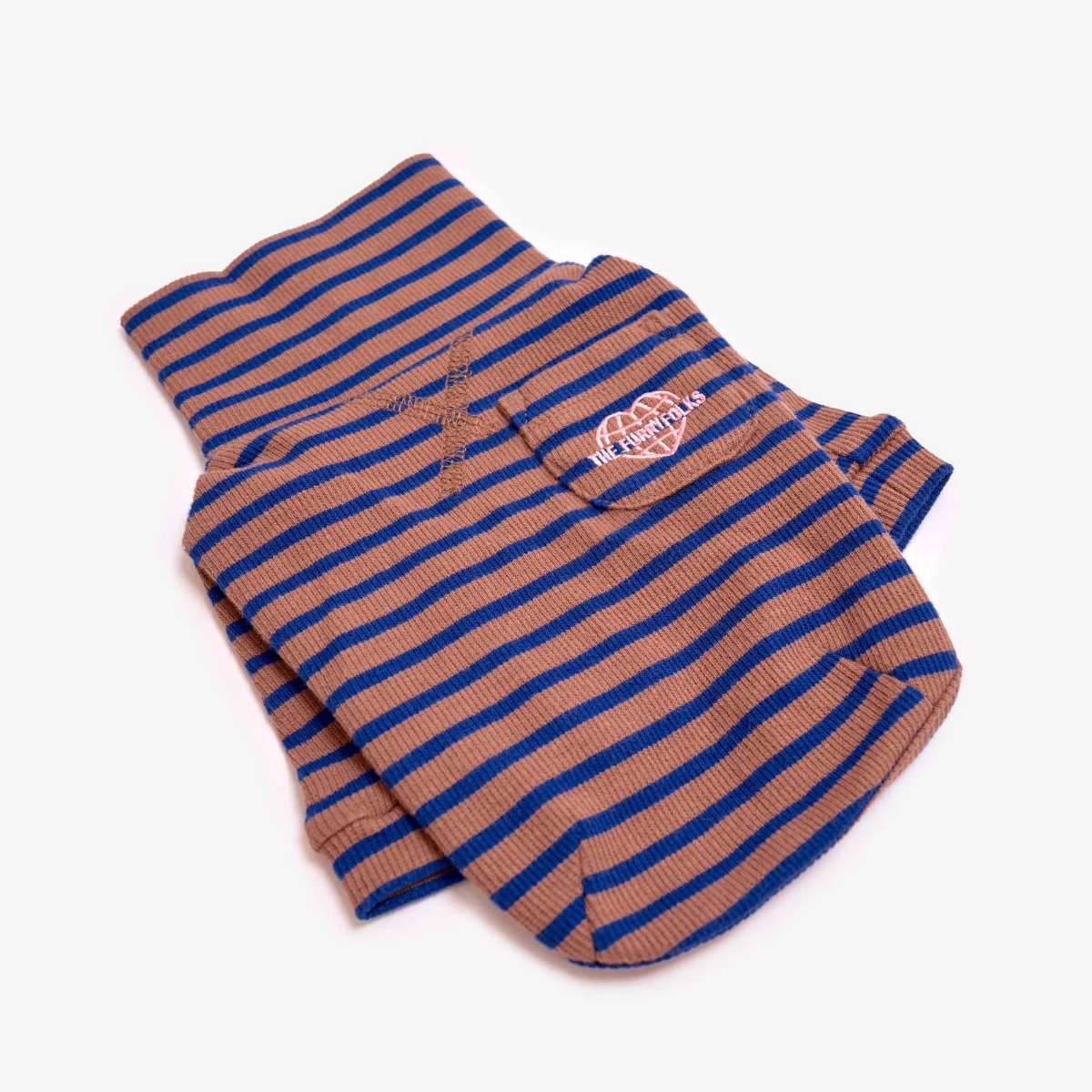 【the furryfolks ザ・パリフォックス】Stripe Tee Cobalt & Brown S M Lサイズ コバルト&ブラウン ストライプ
