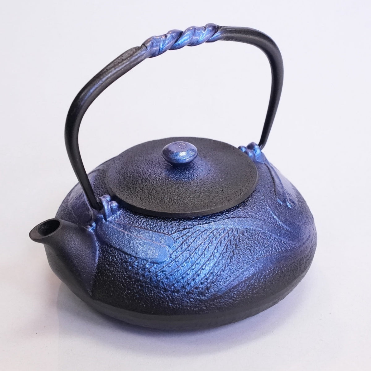 【及富】南部鉄器 鉄瓶兼用急須 蜻蛉 瑠璃色 0.5L