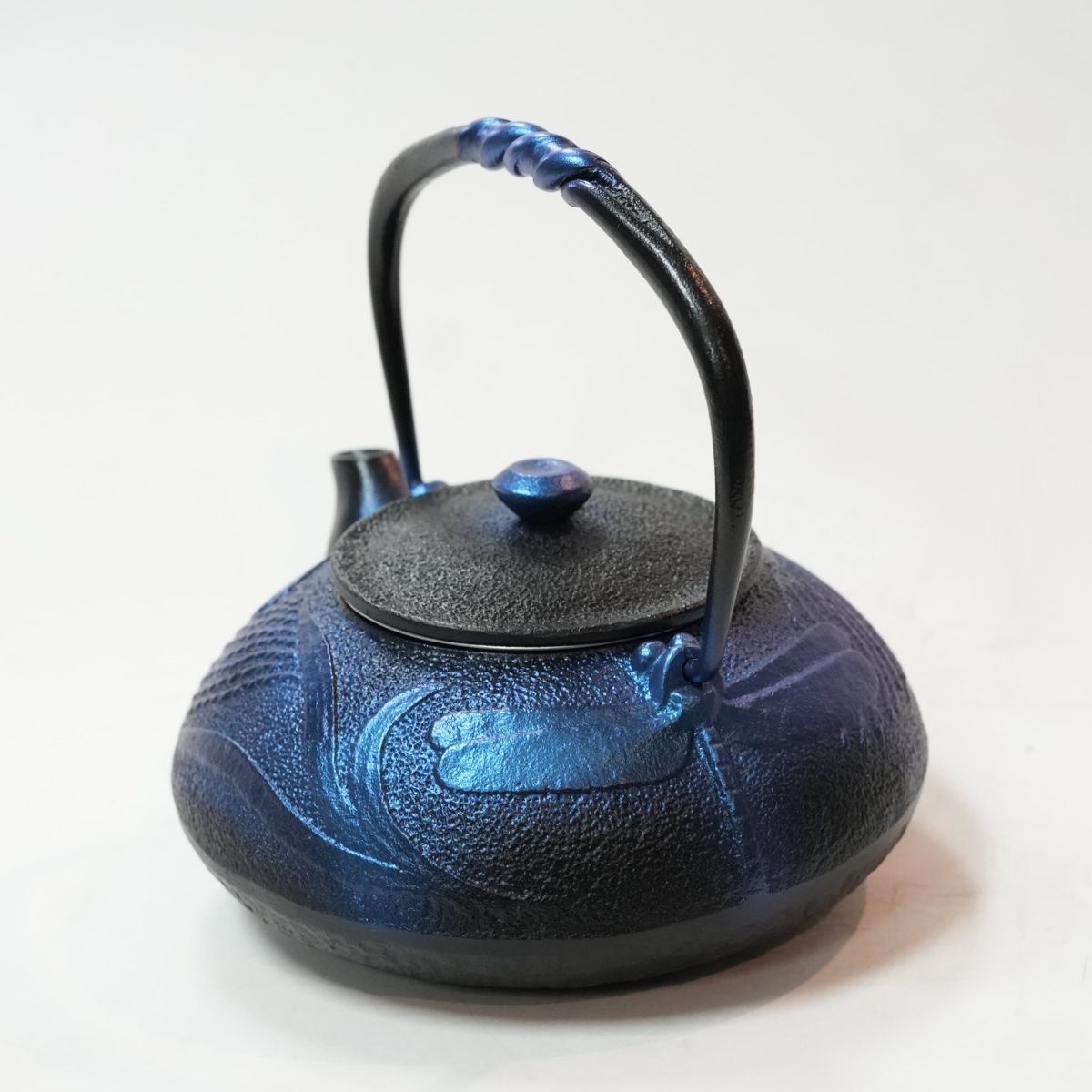 【及富】南部鉄器 鉄瓶兼用急須 蜻蛉 瑠璃色 0.5L
