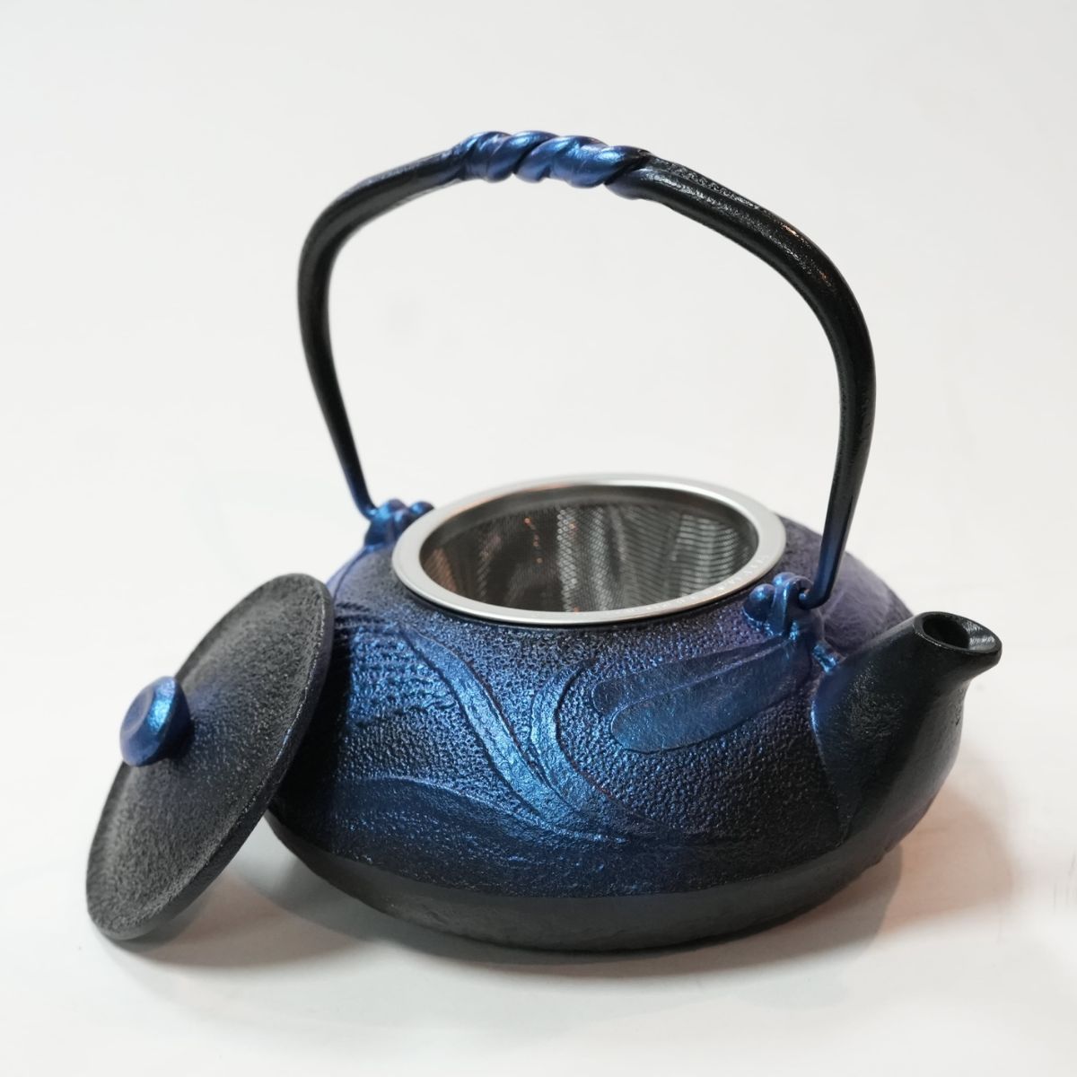 【及富】南部鉄器 鉄瓶兼用急須 蜻蛉 瑠璃色 0.5L