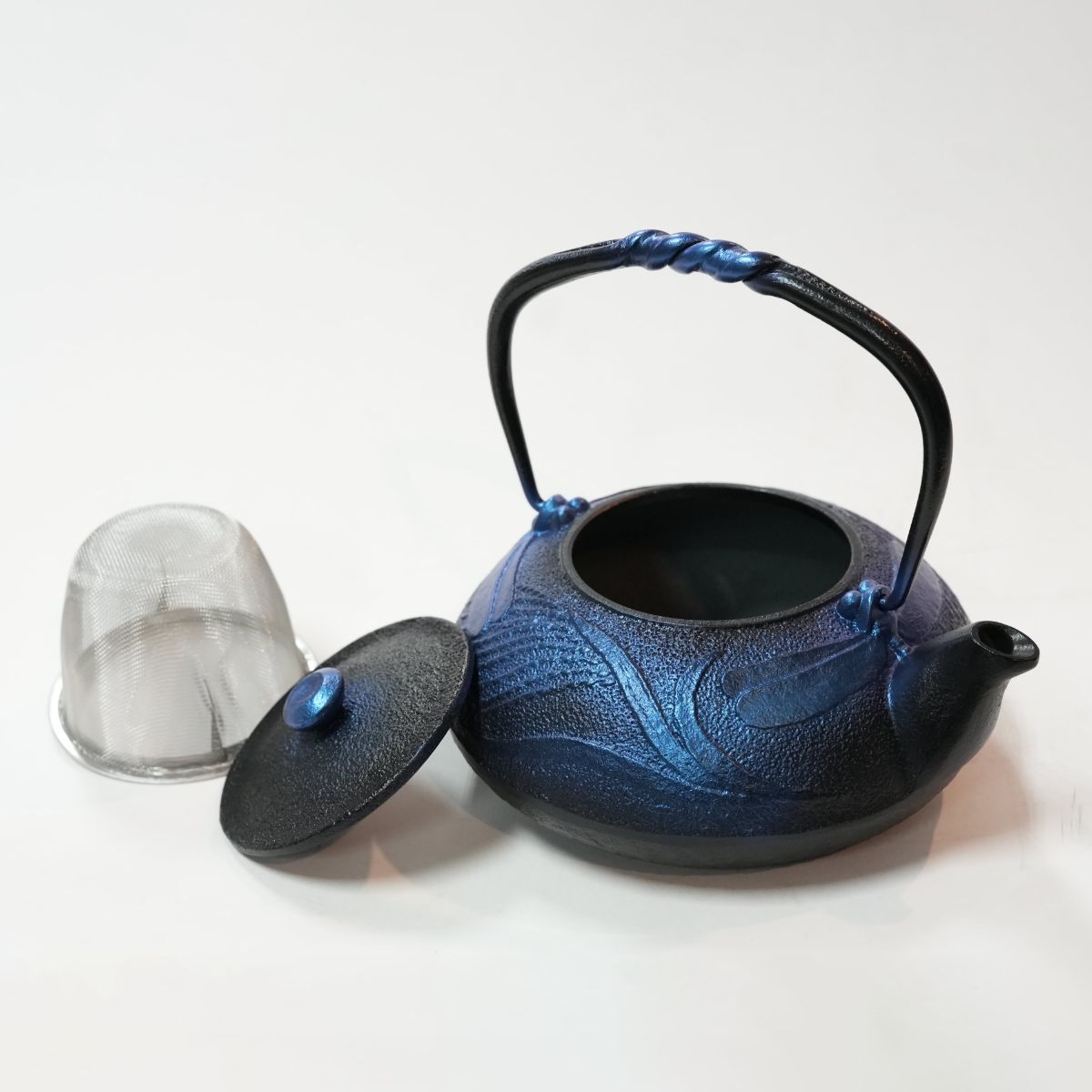 【及富】南部鉄器 鉄瓶兼用急須 蜻蛉 瑠璃色 0.5L