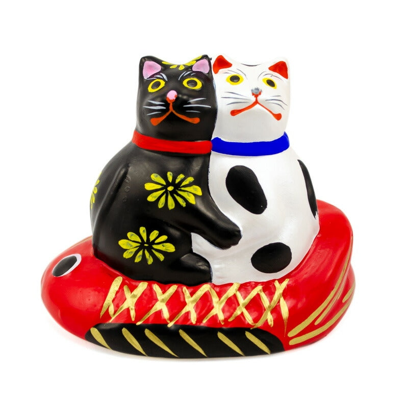 【つつみのおひなっこや】 堤人形 鯛のり寄り添い猫 約6.5cm