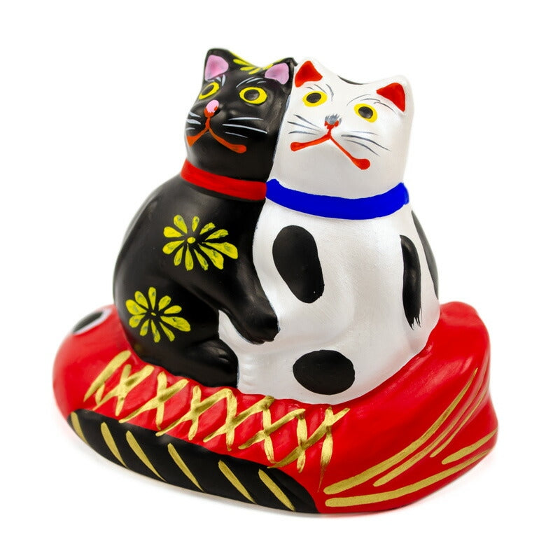 【つつみのおひなっこや】 堤人形 鯛のり寄り添い猫 約6.5cm