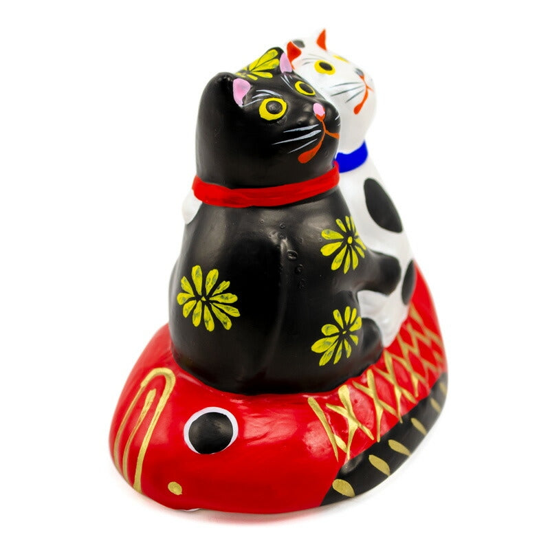 【つつみのおひなっこや】 堤人形 鯛のり寄り添い猫 約6.5cm