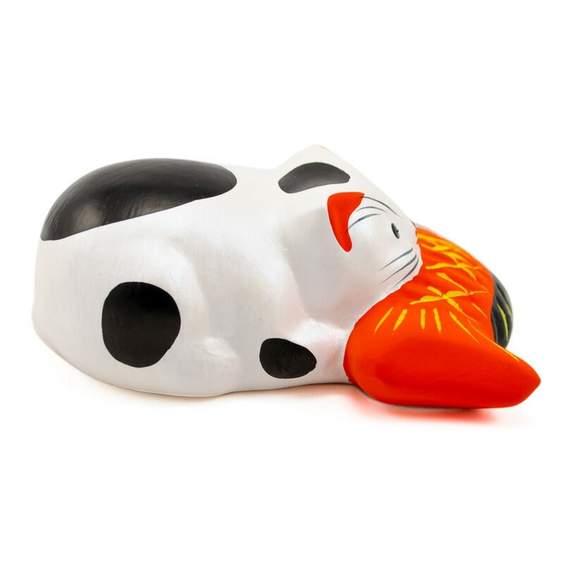 【つつみのおひなっこや】 堤人形 鯛引き寄せ猫 白猫 幅8.5cm